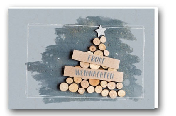 Faltkarte Holzbaum Weihnachten