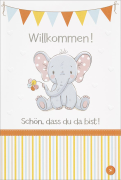 Faltkarte Elefant mit Blüte - Geburt