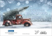 Faltkarte Frohe Weihnachten - Pickup mit Tannenbaum