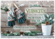Postkarte Fröhliche Weihnachten - Norweger Handschuhe