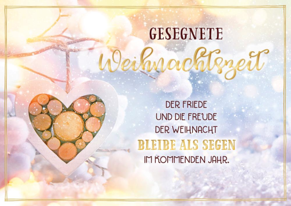 Postkarte Gesegnete Weihnachtszeit - Holzherz