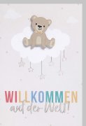 Faltkarte Willkommen - Teddy/Geburt