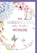 Faltkarte 25 Zwei silberne Schmetterlinge