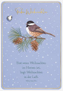 Faltkarte Frohe Weihnachten/Meise auf Zweig - Strassstein