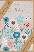 Faltkarte Happy Birthday/Bunte Blumen