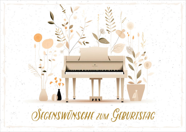 Postkarte Segenswünsche zum Geburtstag Klavier