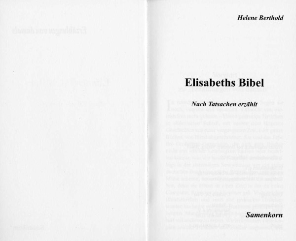 Elisabeths Bibel. Erzählungen von damals